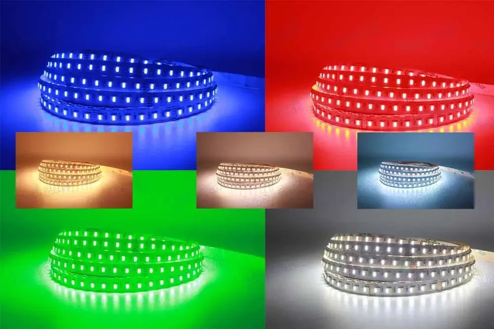 Bande lumineuse flexible PCB RGBCCT RGBWW, 5 en 1, 4 en 1, 12mm, 5050, DC 12V/ 24V, RGB + blanc + blanc chaud, 60 96 120 LEDS/m