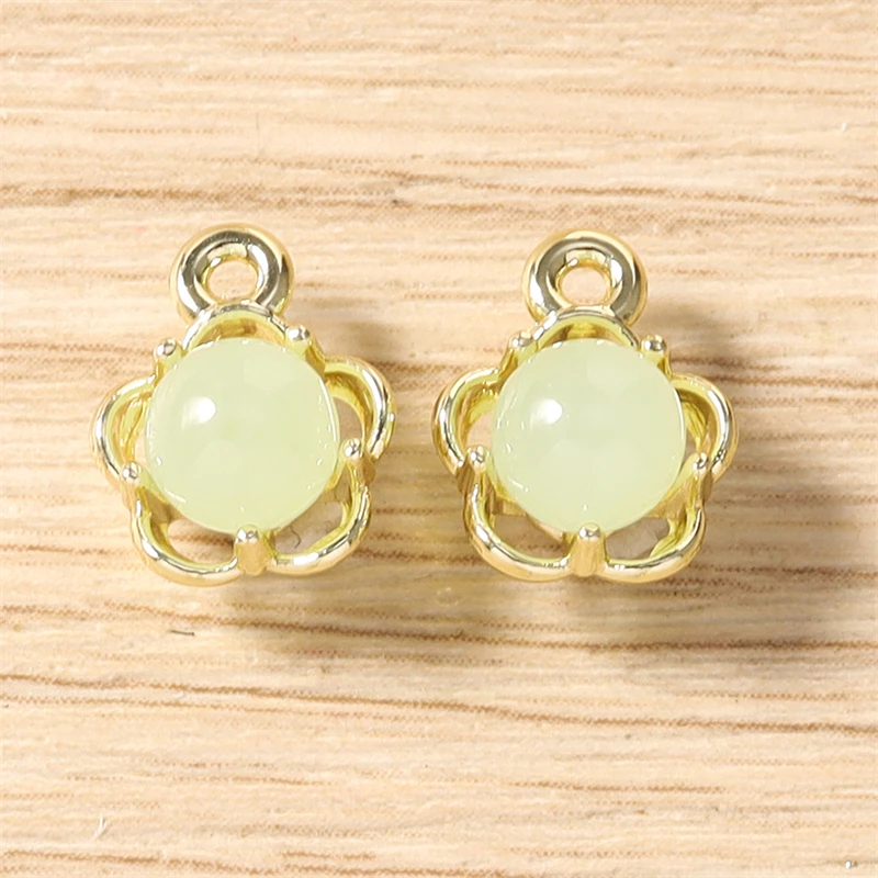 5 Stück 10x12mm Niedliche Blumen-Anhänger aus Harz und Metall zum Basteln von Ohrhängern, Halsketten, Armbändern, DIY-Handarbeiten und Schmuckzubehör – Detail 8