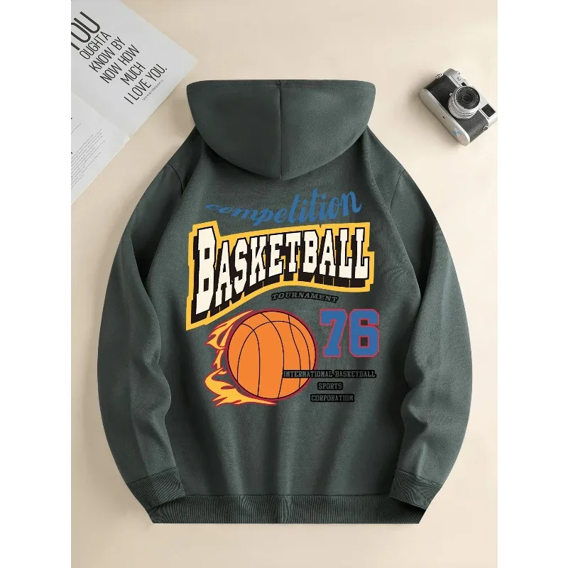 

2025 Mens Hooded Sports Shirt Daily Casual Jacket Basketball 3D Printed Kangaroo Style Front Pocket New Fashion Hot Selling Item