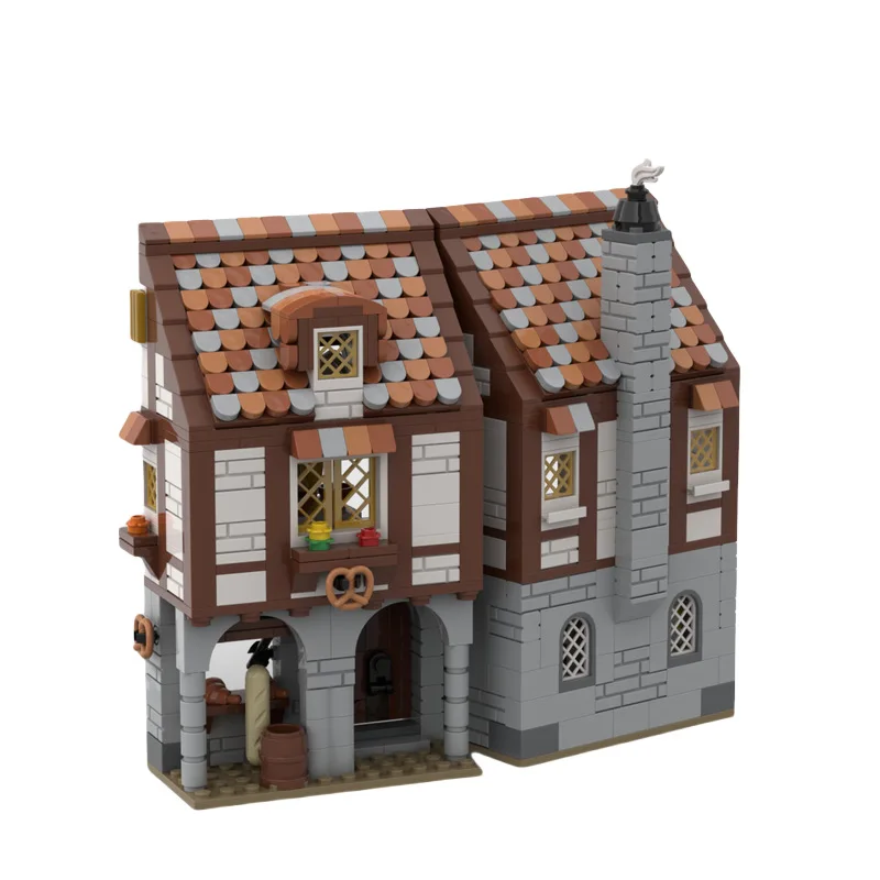 

Buildmoc Ideas Architecture MOC-169454 Medieval Bakery Castle 780PCS Bricks Model MOC Building Blocks Toys for Children Gifts