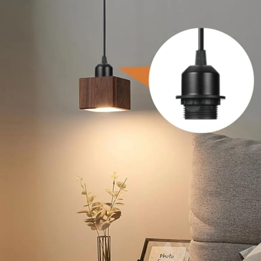 2 Pack Vintage Pendant Light Kit, Farmhouse E27 Base Industrial Lamp Lantern Socket Canopy Kit Cord Holder, DIY Hanging Light C