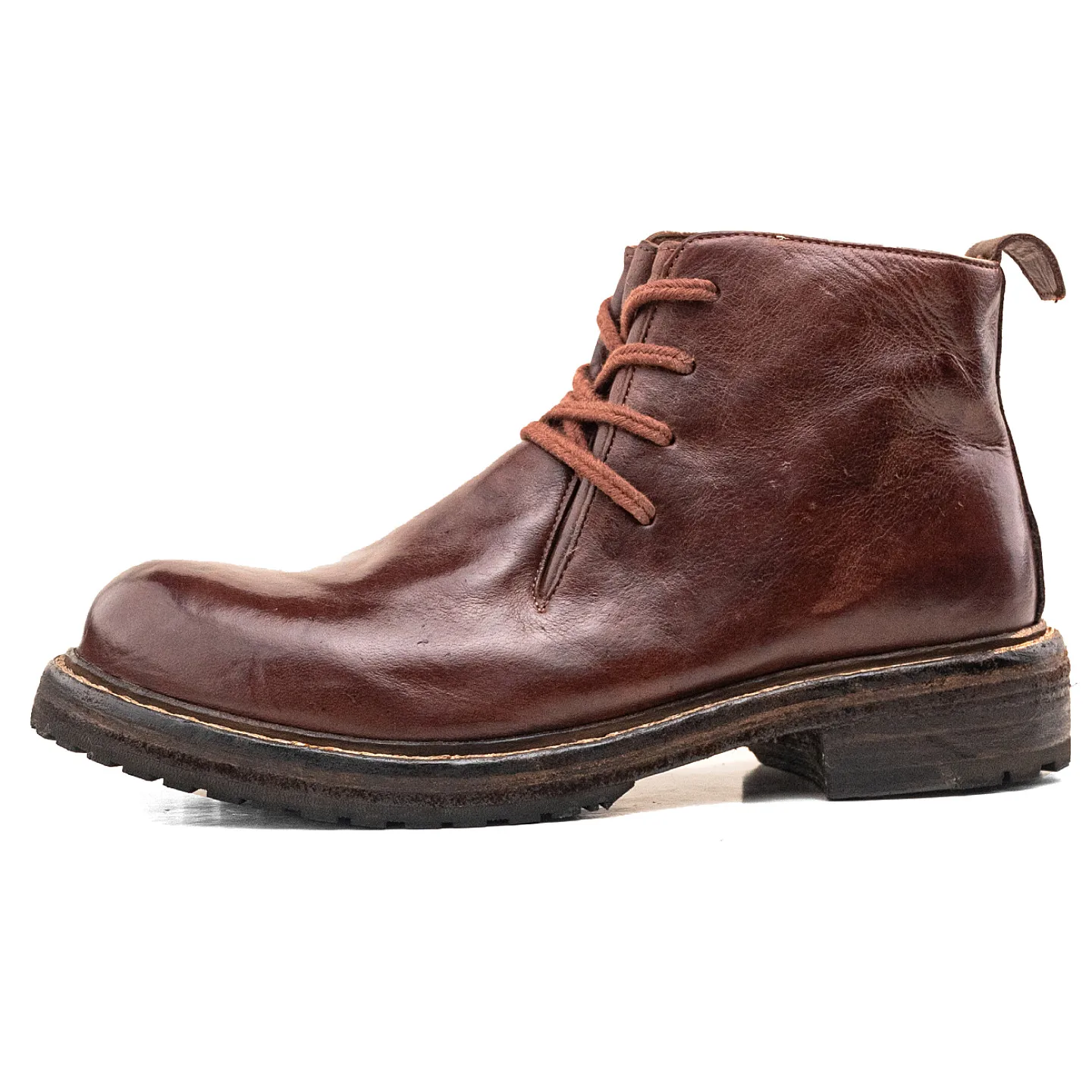 Mens Chelsea Boots Goodyear-Handmade Washed Horsehide Leather Motorcycle Work Boots New British Men Boots