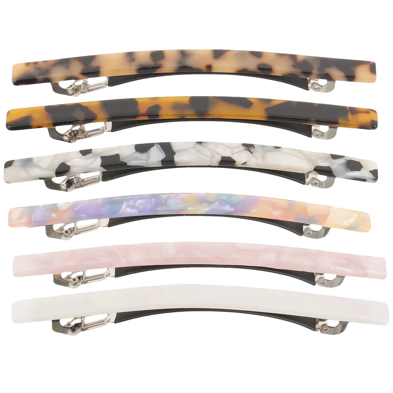 

6Pcs Marble Pattern Hair Barrettes for Women Acetate Material Non-Slip Stylish Lightweight Travel-Friendly Gift Set