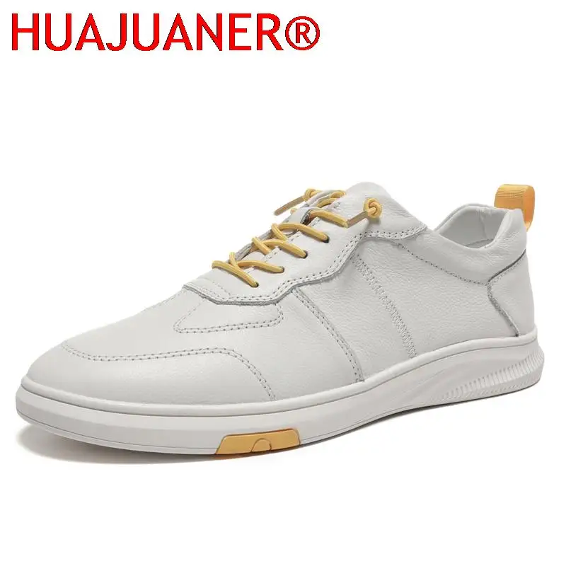 

Mens Sneakers Genuine Leather Fashion Shoes Men Round Toe Lace-up Leisure Walk Footwear Spring Autumn Non-Slip Brand Luxury Shoe