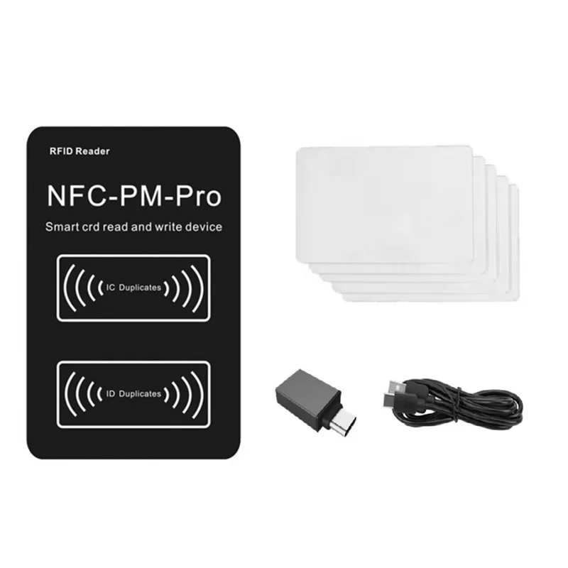 BNVN-RFID Smart Chip Reader PM PRO Decoder+5XUID Card NFC Key Copier 13.56Mhz 125Khz Badge Write Token ID IC Tag Clone