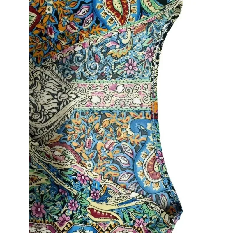 Plus Size New Women's Bohemian Print V-Neck Long Sleeve Casual Blouses T-shirt