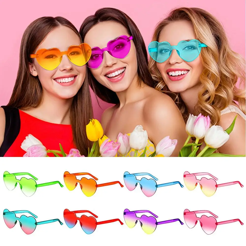 Trendy Colorful Gradient Lenses Party Sun Glasses Heart Glasses Shades Heart-shaped Sunglasses