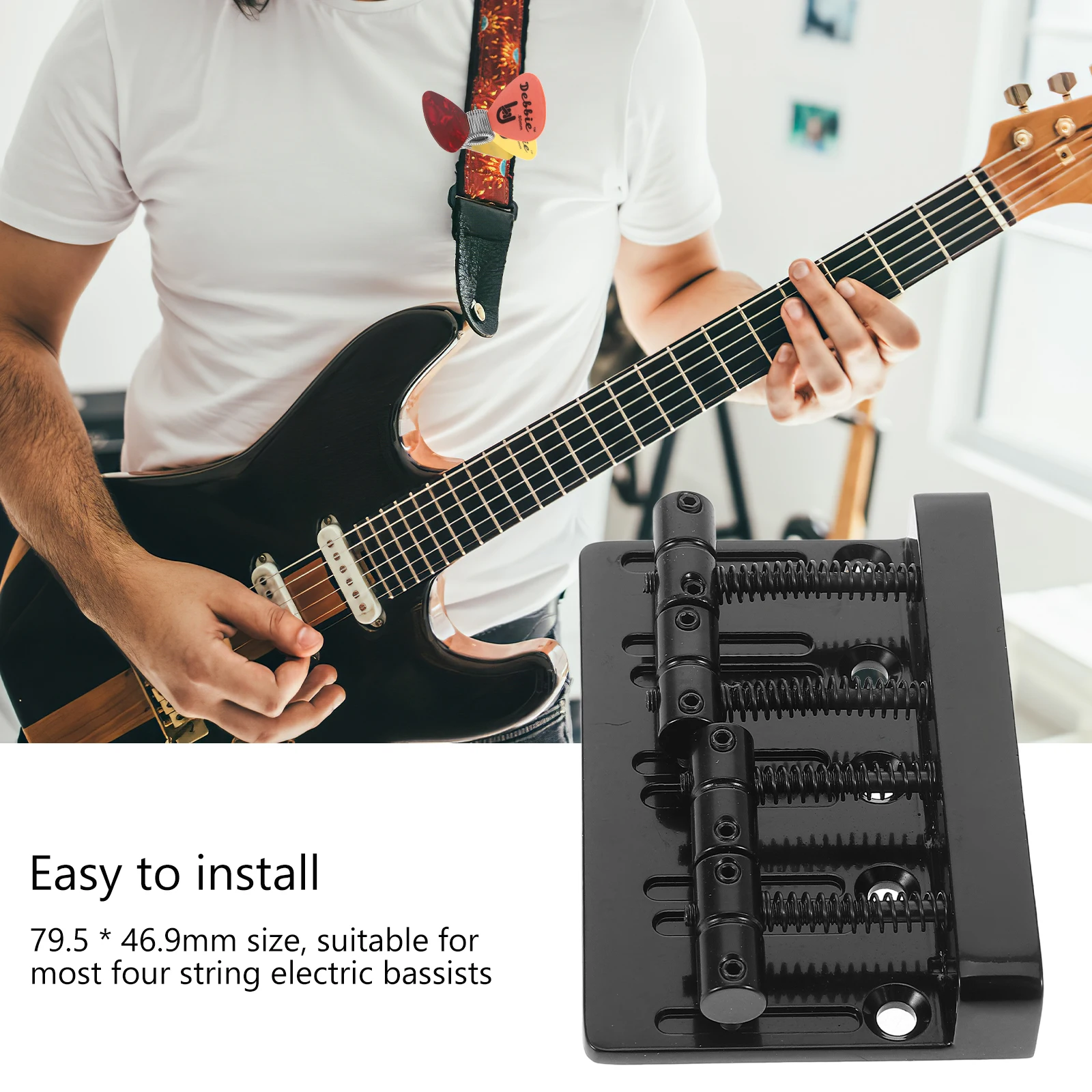 

Electric Guitar Bridge Saddle Replacement 4-String Durable Metal Guitar Bridge Tailpiece Replacement Parts Luthier Tools