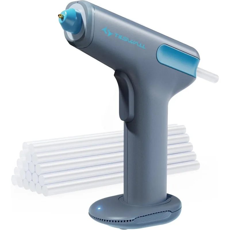 

Tilswall Motor-Driven Cordless Hot Glue Gun, Auto Dispensing Glue Gun and Sticks Set, 15s Fast Heating, Battery & Type-C Base