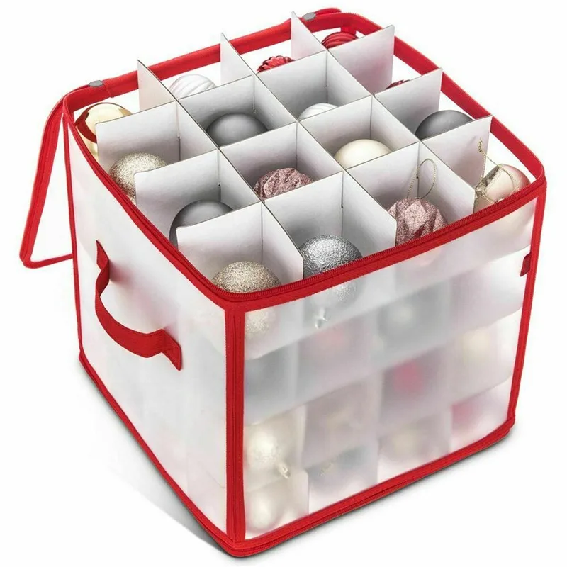 Weihnachtskugel-Aufbewahrung, Sortierung, 64-Gitter, Aufbewahrungsbox mit Deckel, Weihnachten, Weihnachtsbaum, Dekoration, Kugel, Dekor, Kugeln, Aufbewahrungsbox