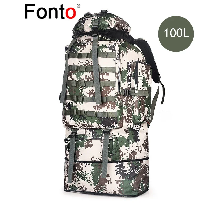 

Fonto 100L рюкзак для кемпинга, военная тактическая мужская сумка, водонепроницаемый походный рюкзак для скалолазания, треккинговые рюкзаки, уличный рюкзак