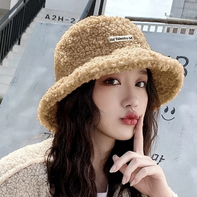 Lamb Faux Fur Bucket Hats For Women Men Winter Bob Warm Teddy Velvet Panama Fishermen Hat Outdoor Streetwear Female Hip Hop Caps