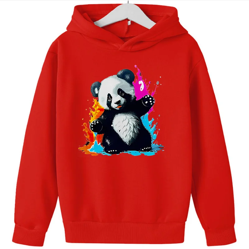 Watercolor Panda  Print Cute Sweatshirts Girls GYM Lover Birthday Gift Pink Top Thick Clothes Kids  Hooodie