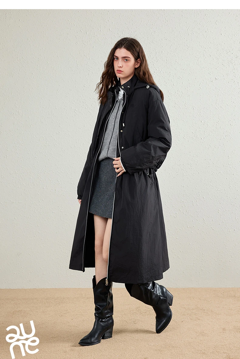 TOYOUTH Womens Down Jacket 2026 Winter New Three Wear Functional Design Hooded Outerwear With Dress Two Piece Set