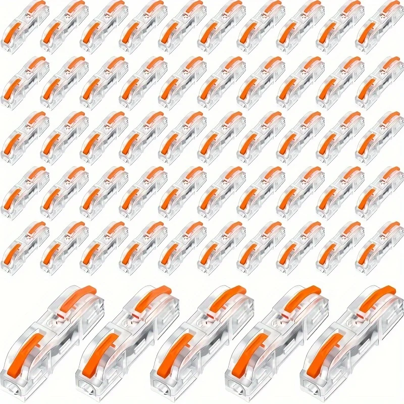 Compact Lever Wire Connector - 28-12 AWG Single Wire Splicing Connector in Transparent Orange, Ideal for Easy Connections