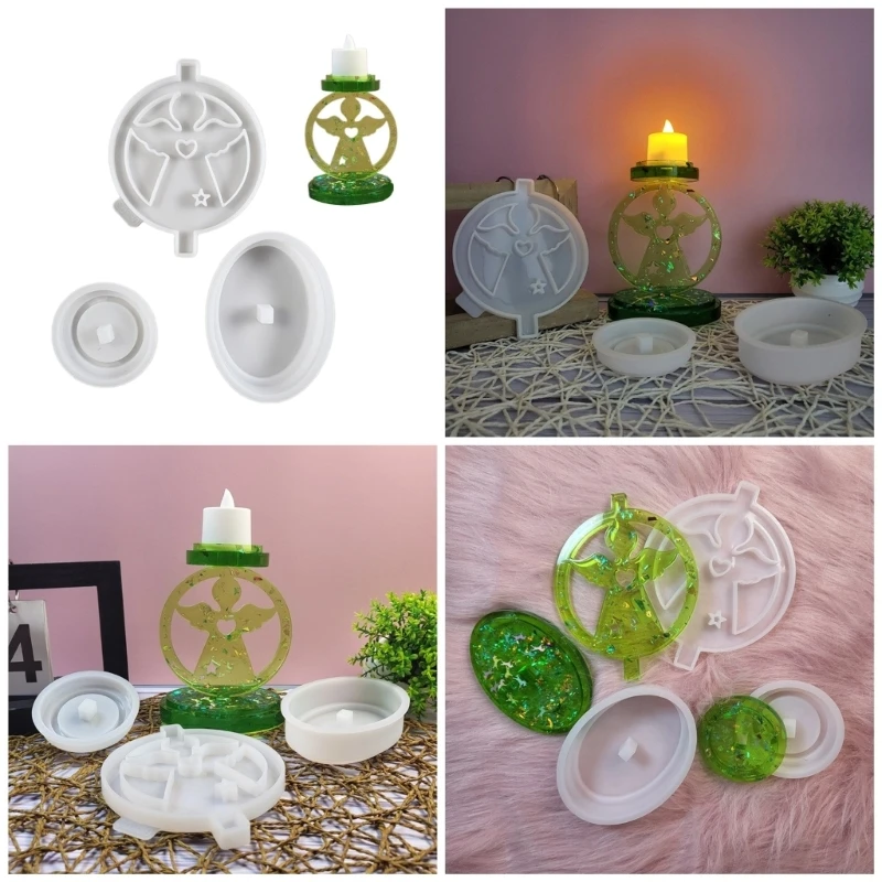 Decorative Holder Silicone Mould Stylish Heart Angel Candlestick Making Mold Epoxy Office Decorations Mould