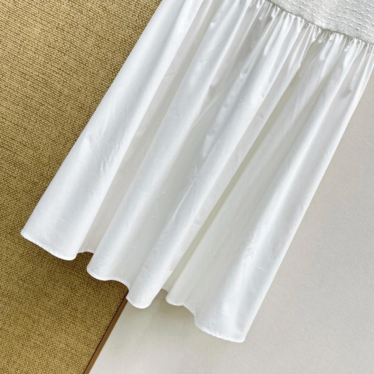 High Quality Women High Waist A-line Midi Skirt Textured Waist Gathered Swing Long Skirt lyt2672277