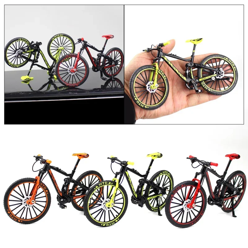 1:10 Mini Alloy Model Bicycle Diecast Metal Finger Mountain Bike Racing Simulation Adult Collection Toys for Children