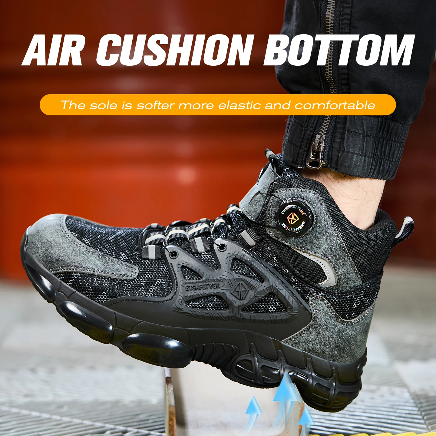 Herren Stahlkappe Schutz Sicherheitsstiefel Rutschfeste Abriebfeste Anti-Pannen-Arbeitsschuhe Männer Anti-Pannen-Schuhe