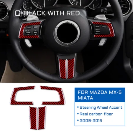 

Carbon Fiber Steering Wheel Button Frame For Mazda MX-5 2009-2015 Real Sticker Trim Interior Accessories Upgrade