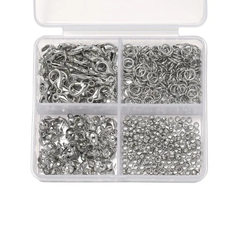 500 Stück/Box Schmuckherstellungsset, Karabinerverschlüsse & Biegeringe mit Box für DIY-Ketten, Halsketten, Armbänder, Fußkettchen, Zubehör, Verbindungsstücke – Detail 13