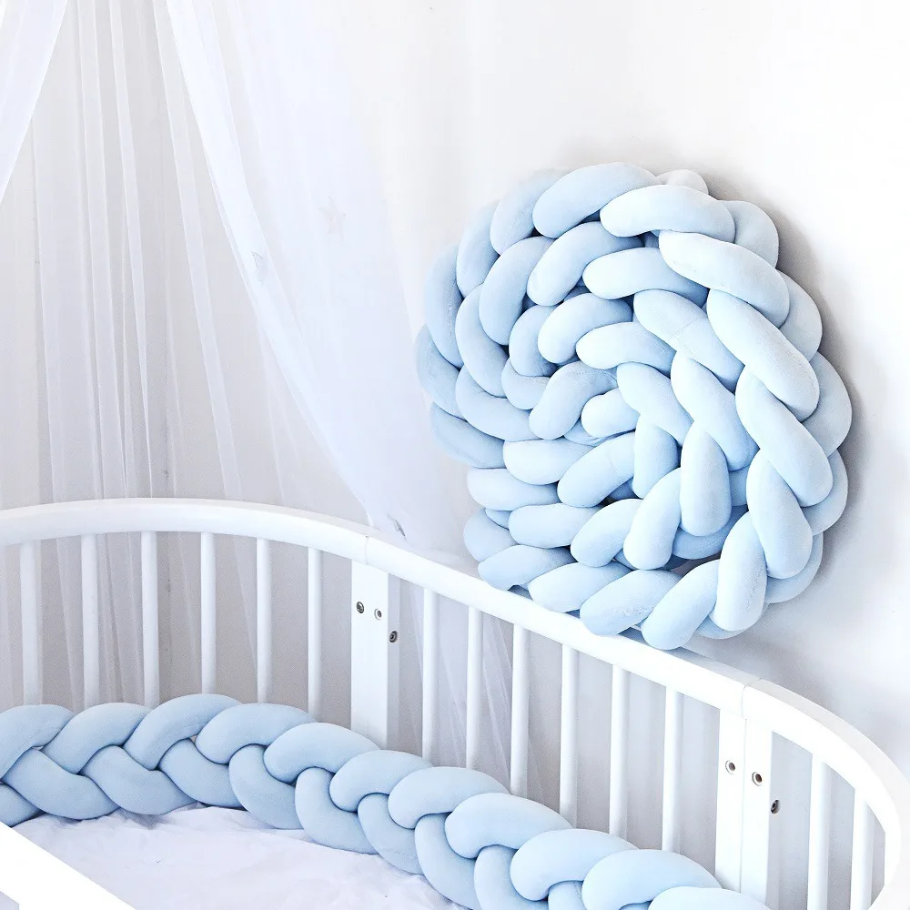 2M Baby Bumper Baby Bebe Beddengoed Set Voor Babyjongen Meisje Wieg Beschermer Kamer Decor Tour De Lit Bebe Tresse