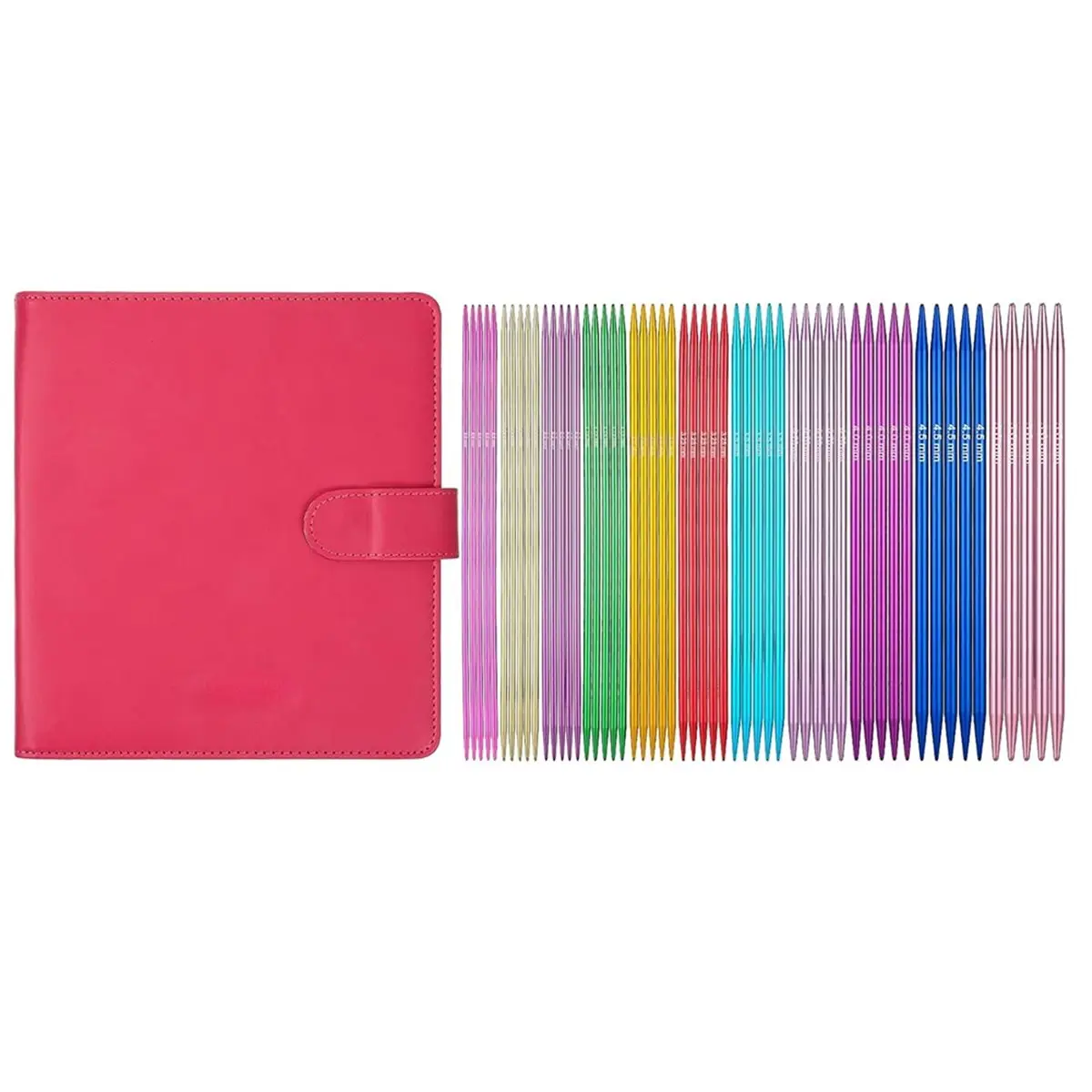 HAPPY EVER Double Point Knitting Needles Set 55 Pcs 6 Inch Aluminum Knitting Needles 11 Size Multicolor Straight Knitted Needle