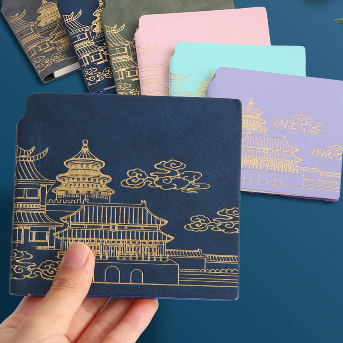 (Can Engrave Logo) Small Square Leather Handbook, Pocket Notebook, Student Notepad, Blank/Grid/Lined Pages, Memo, Excerpt Book