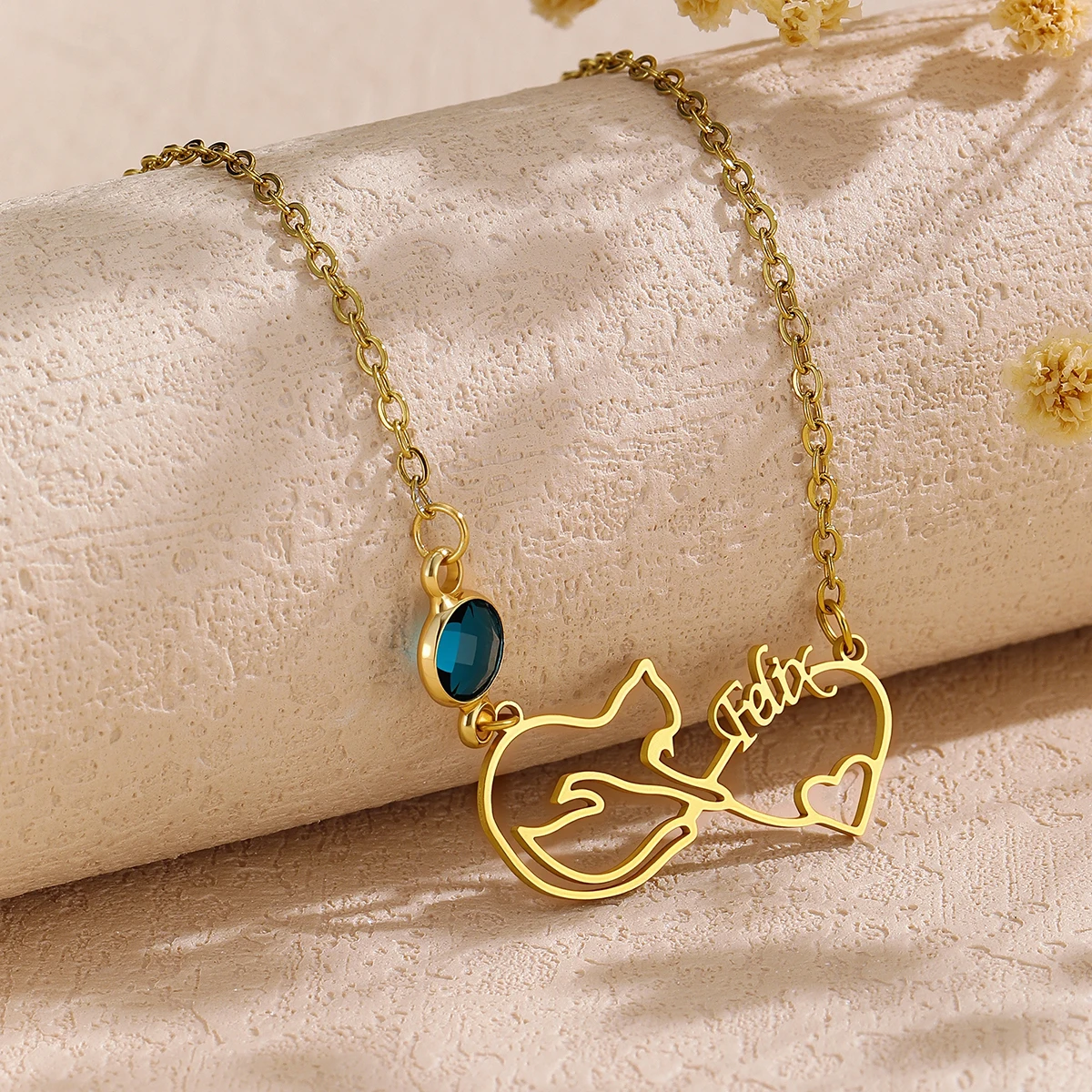 الفولاذ المقاوم للصدأ الإنجليزية اسم الرسالة قلادة الجوف القط القلب الترقوة سلسلة قلادة #6