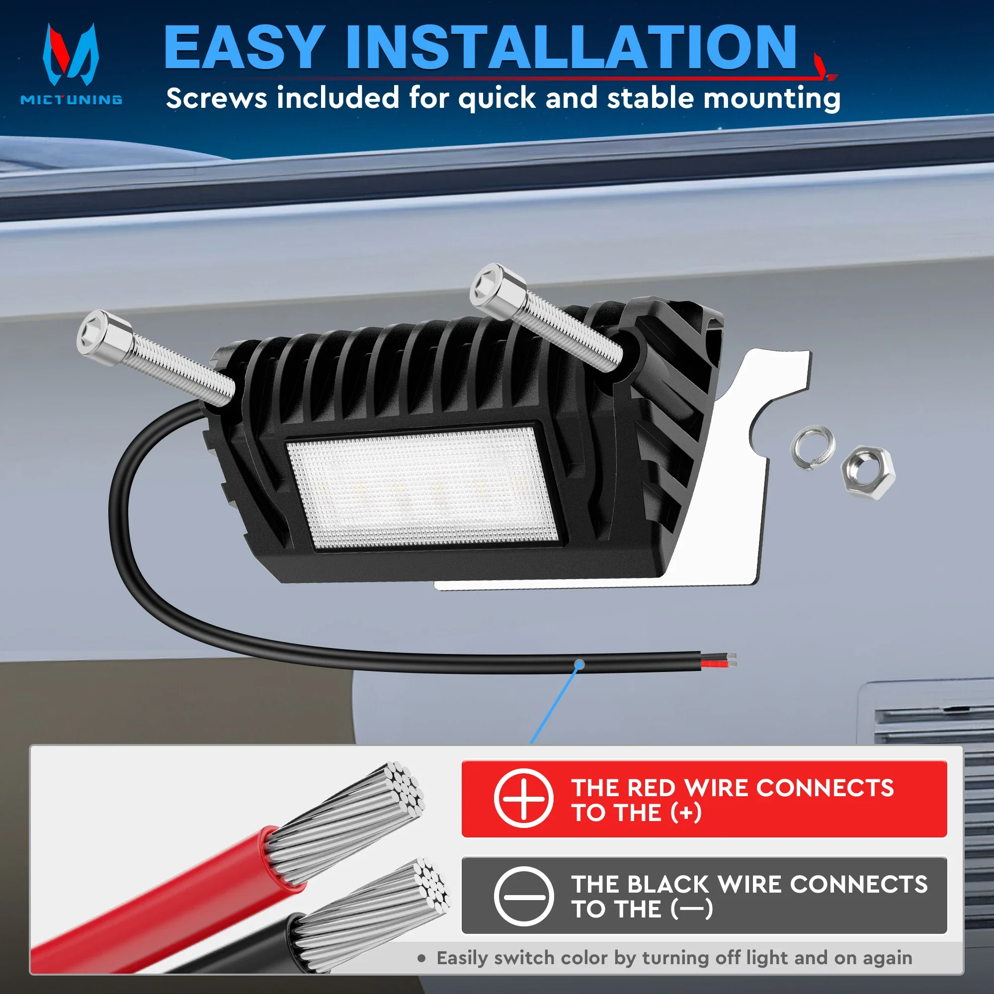MICTUNING 2 uds RV LED toldo luz de porche impermeable pared farola de emergencia Patio luces de seguridad para caravana Camper remolque