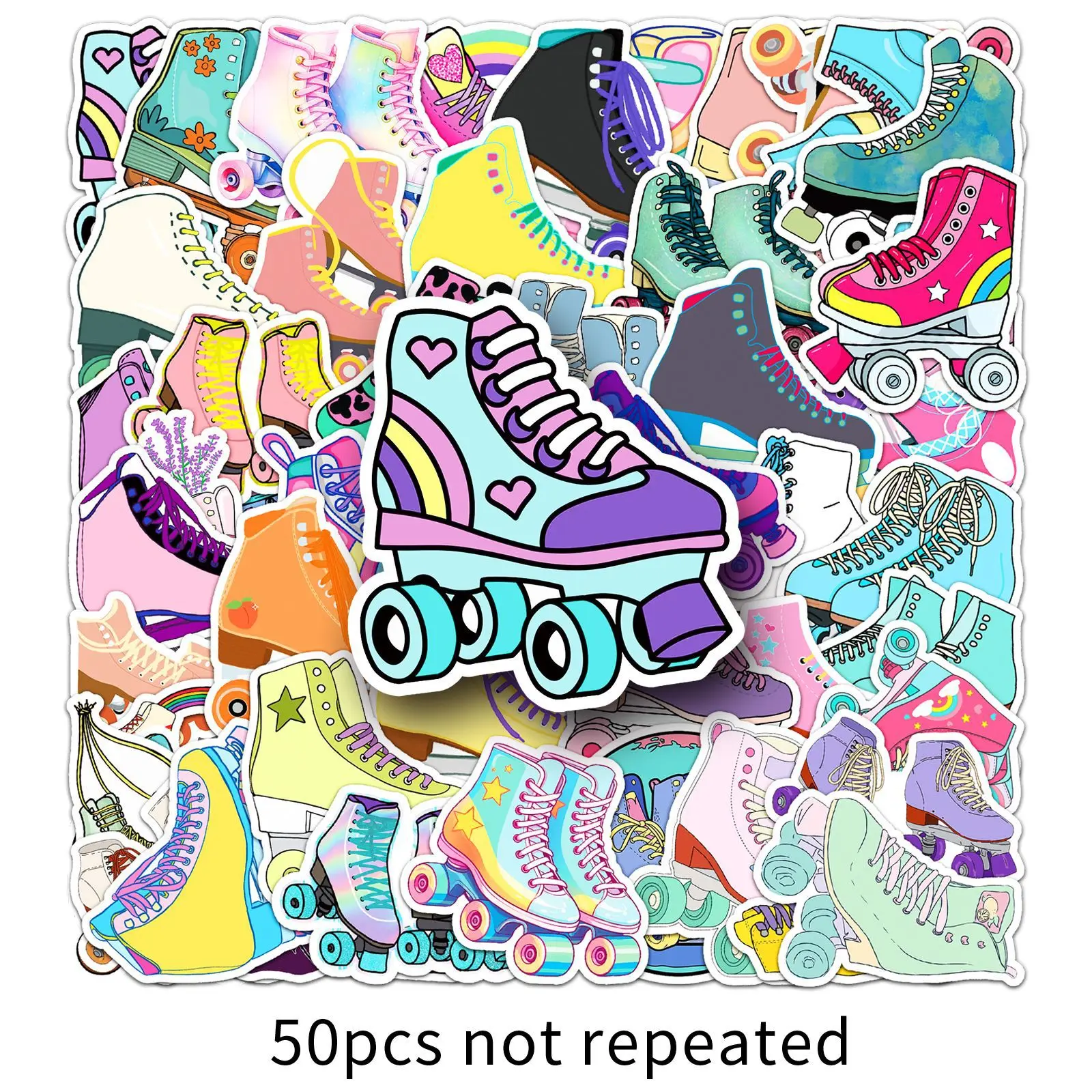 

10/50PCS Roller Skates Stickers Funny Cartoon Sticker Sports Decals DIY Luggage Laptop Phone Car Bike Skateboard Kids Toy