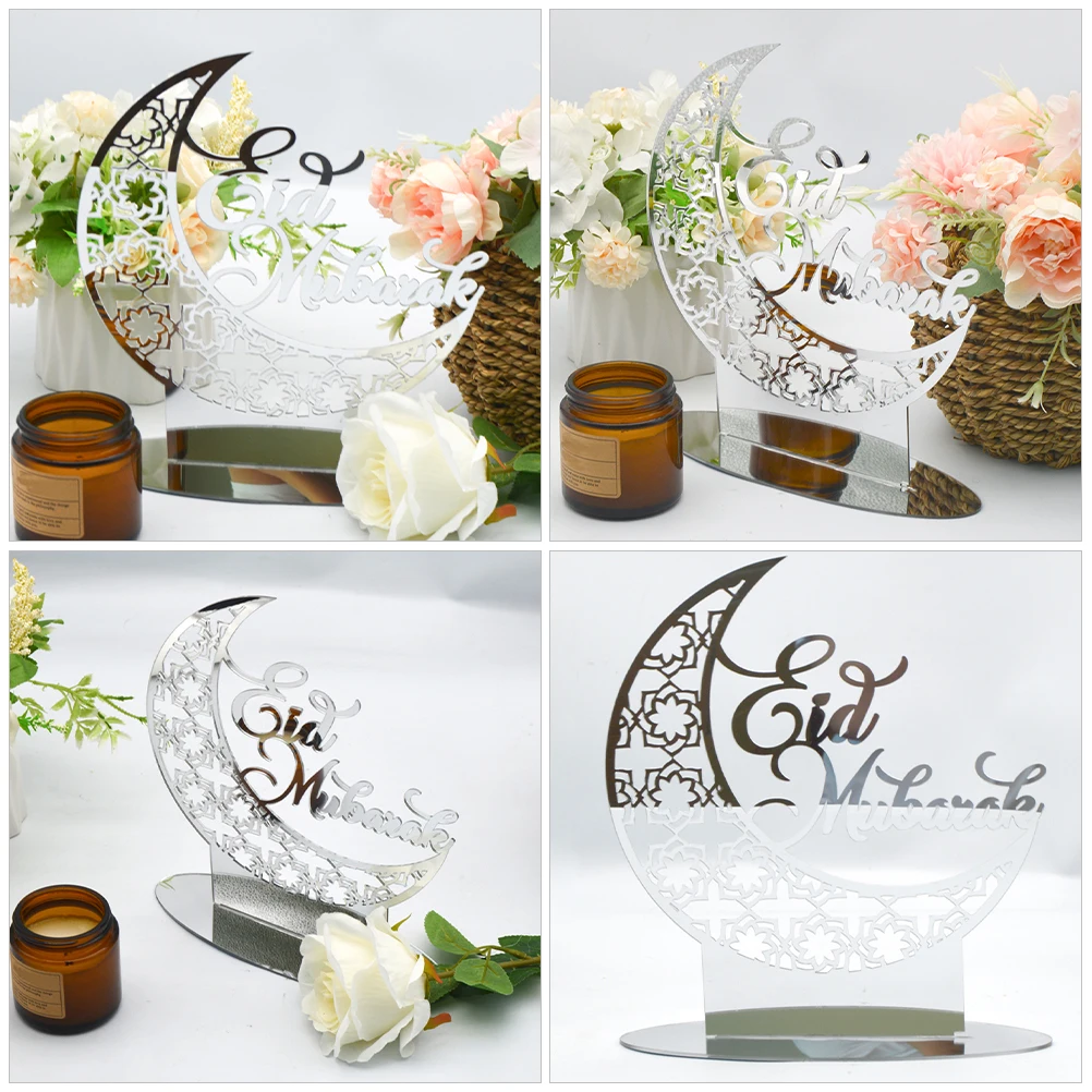 

Eid Mubarak Ramadan Islamic Tabletop Craft Ornament Muslim Holiday Home Decorative Centerpiece Desktop Party Supplies Sign