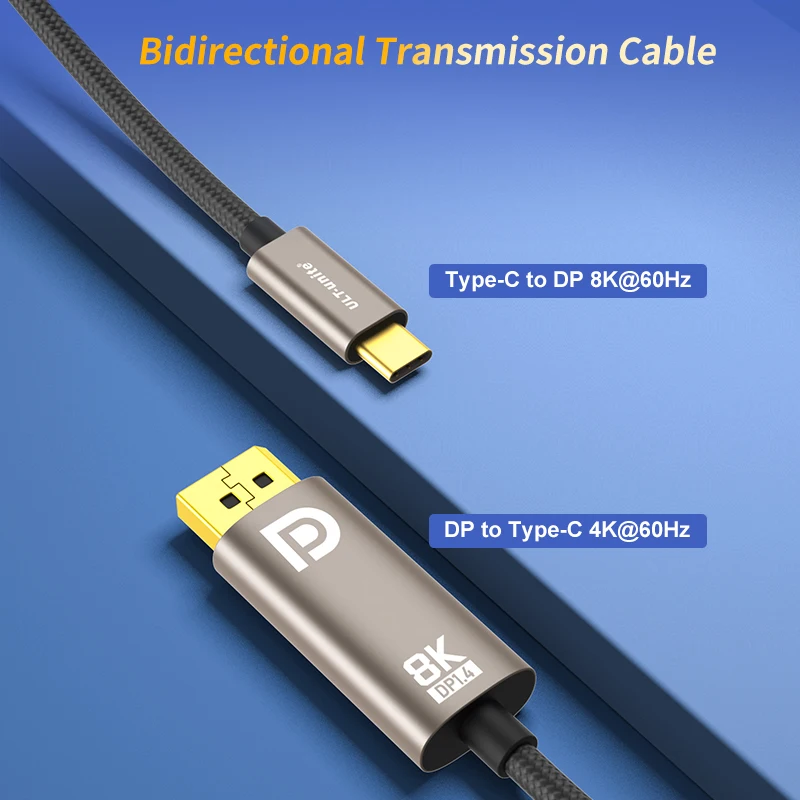 DisplayPort 1.4 to USB C Cables 8K60Hz 4K HDR 32Gbps Bidirectional Type C to DP Cable Cord Wire For MacBook iPad Pro Air Samsung