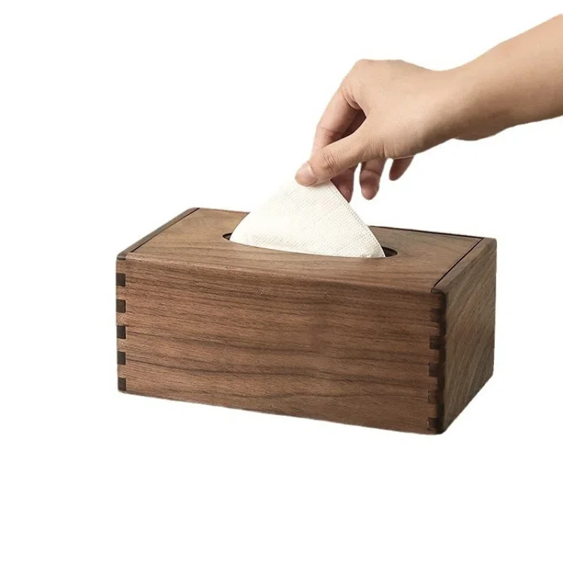 Black Walnut Wooden Drawn Paper Box Multi Functional Solid Wood Tissue Box New Chinese Style Living Room Desktop Storage Box