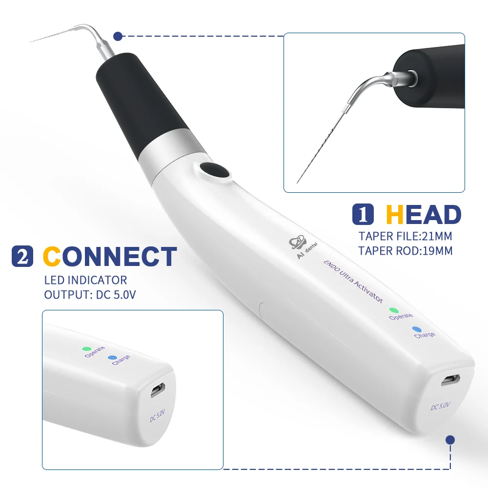 Dentals surgical instruments endodontic cordless ultrasonics activation ENDO irrigator handpiece root canal treatment with LED