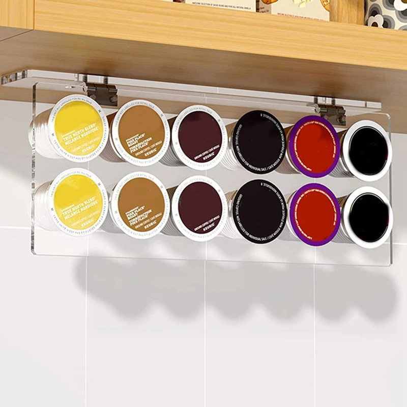 K-Cup-Under Cabinet حامل قهوة لتخزين السحب ، رف قرون القهوة ، متوافق مع 12 بودس ، توفير مساحة ، جديد