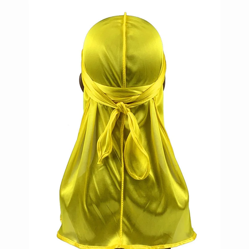 

New Silky Long Tail Hat Turban Durag Pirate Style Silky Bandana Headwear Caps Quick Drying Hijab Hair Accessories Unisex