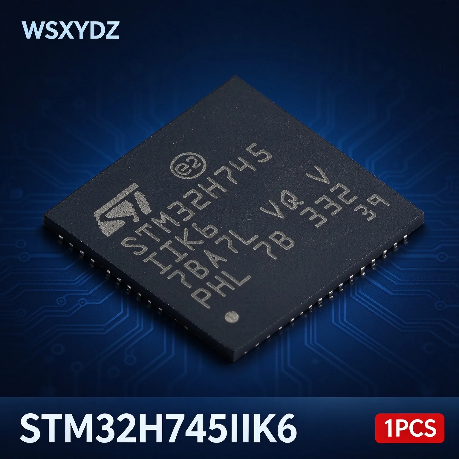 1PCS STM32H745IIK6 ST Dual-Core Cortex-M7+M4 MCU 480MHz 2MB Flash 1MB RAM UFBGA201 ART L1 Cache SMPS New Original（113）