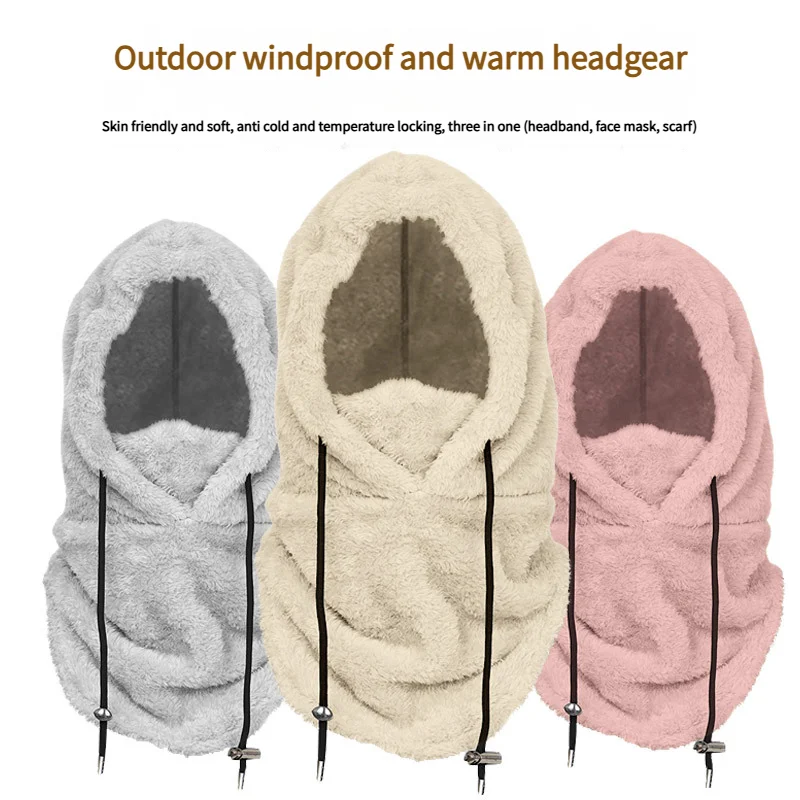겨울 따뜻한 얼굴 마스크 북극 양털 사이클링 모자 남성 여성, 적합한 야외 낚시 스키 스노우 보드 두꺼운 후드