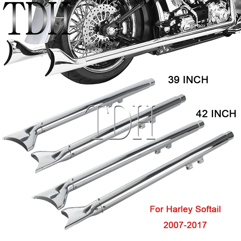 Motorcycle Exhaust Pipe For Harley Softail Standard FXSTI Deuce FXSTDI Springer Classic FLSTSCI Exhaust System Fish Tail Muffler