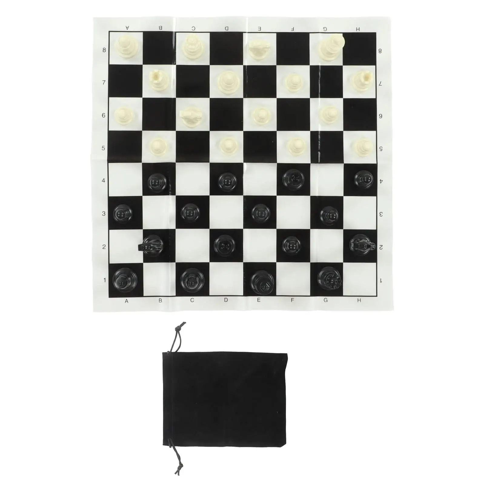 Portable Chess Set with 25CM Plastic Film Chessboard  International Plastic Chess Set for adults and Kids