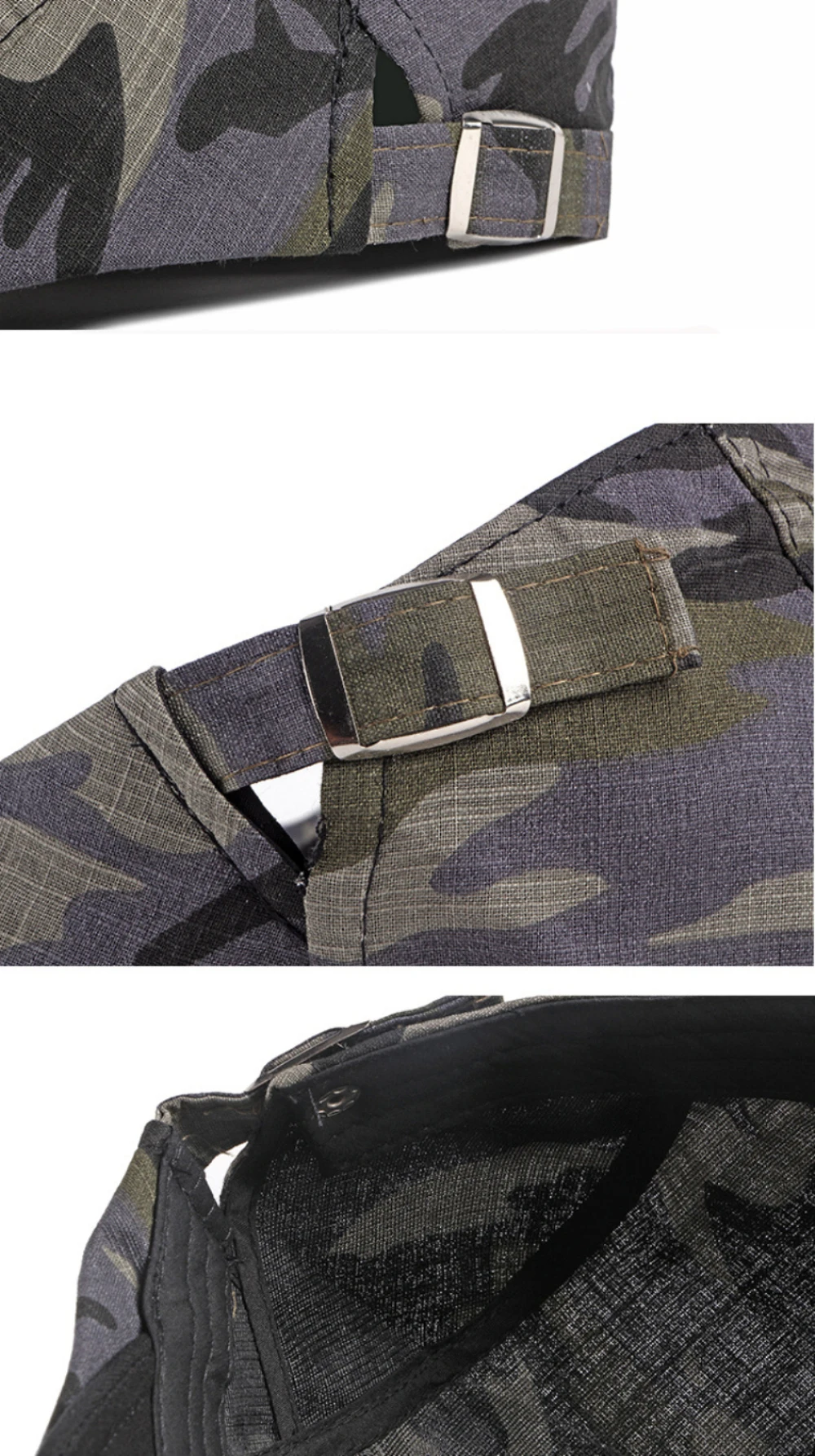 HT3011 Herren- und Damen-Baskenmützen, Camouflage Ivy Flat Sun Cap, Neue Künstler- und Malermütze, Verstellbare Frühling-Sommer-Baskenmütze – Detail 8