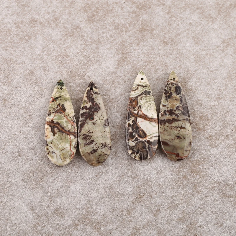 

4pcs Natural Stone Mushroom Jasper Earrings Semiprecious Beads 37x14x4mm Women's Fine Jewelry Accessories 13.4g