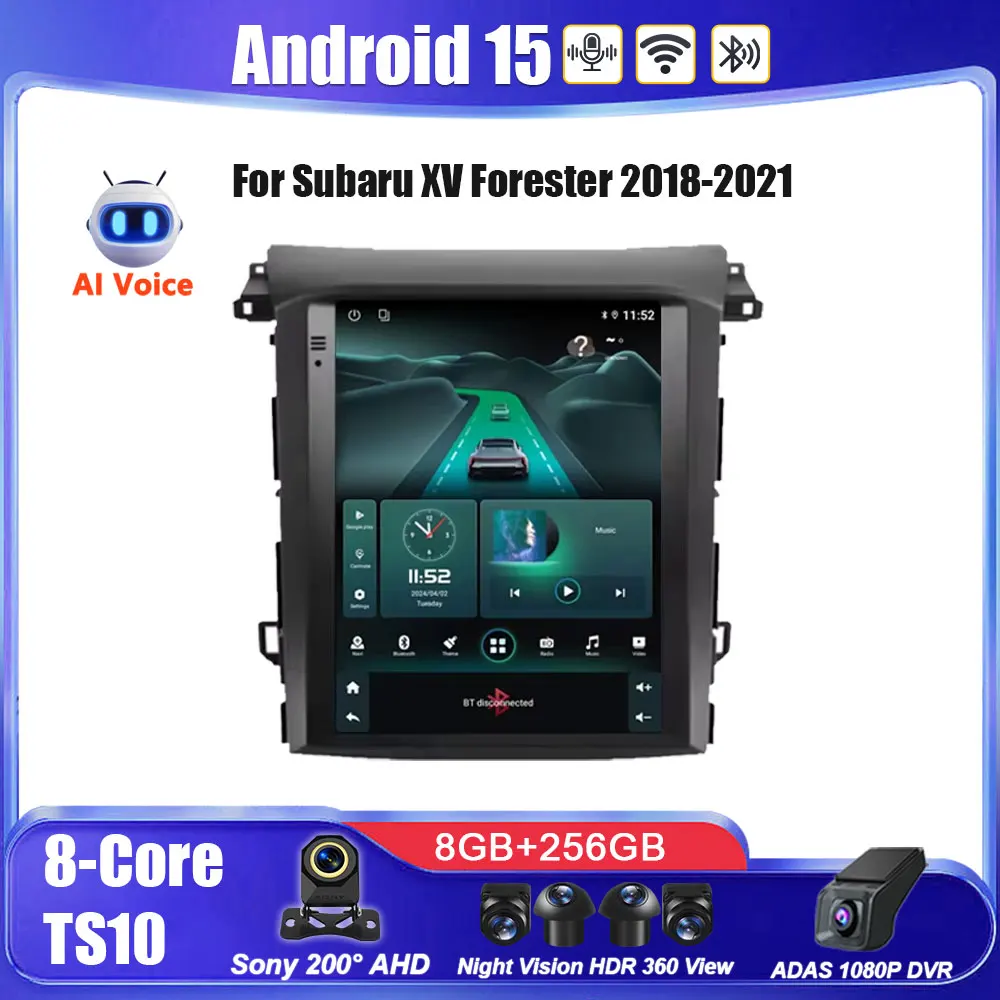 راديو سيارة 9.7 بوصة أندرويد 15 لسوبارو XV فورستر 2018-2021 مشغل فيديو الوسائط المتعددة الملاحة نظام تحديد المواقع Carplay رئيس وحدة داش كام