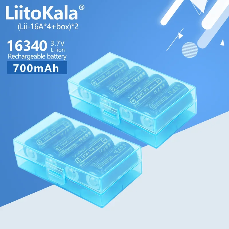 

8PCS LiitoKala Lii-16A 16340 700mAh Li-ion Battery CR123A Rechargeable Batteries 3.7V CR123 For Laser Pen LED Flashlight Cell