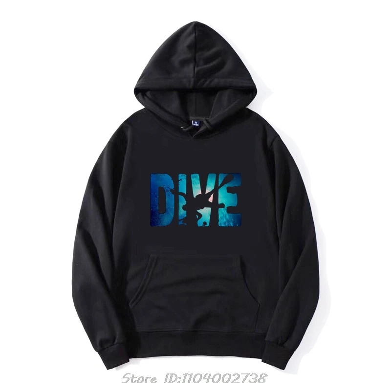 Diver In The Deep Water Hipster Hoodie Dive Scuba Diving Men's Clothing Oversized Hoody Hip Hop Streetwear Cotton Sweatshirt