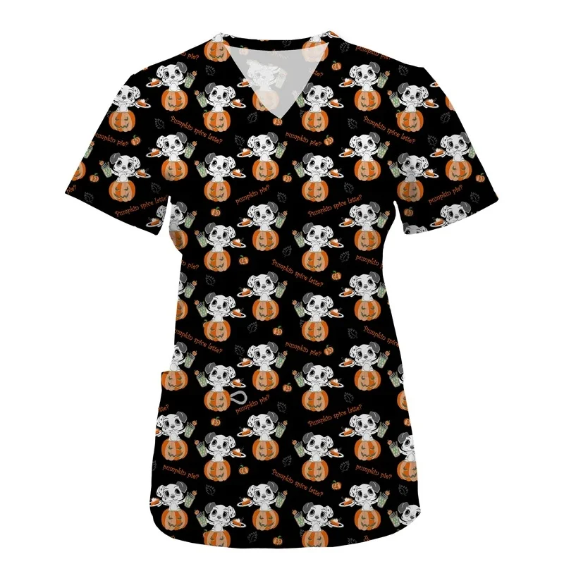Printed Short SleeveVWomen's Medical Workwear for Nurses, Dental Clinic Nurse Uniform with Pockets, Clinical WorkwearTShirt