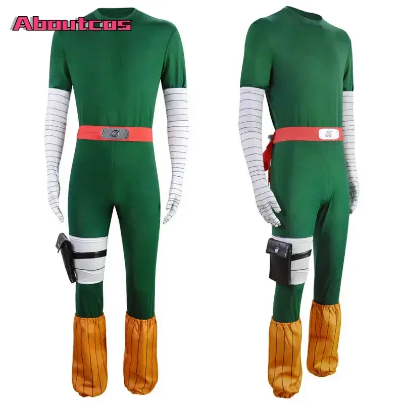 Aboutcos traje de Cosplay de Anime Rock Lee, traje de Carnaval de Halloween, Mono