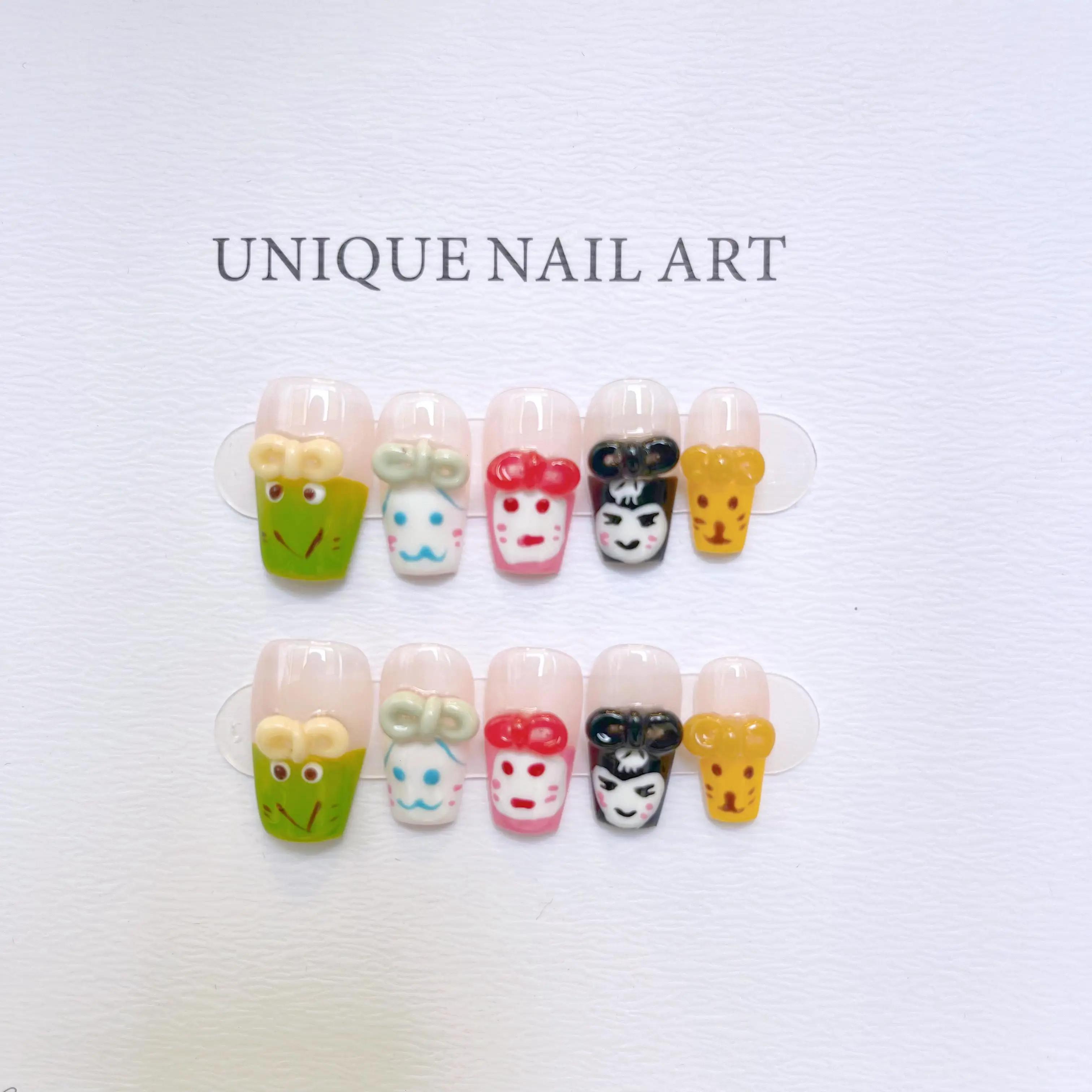 Playful Wholesale Cartoon Cute Detachable Reusable High-Quality Whitening Handcrafted Press On Nails.No.D147