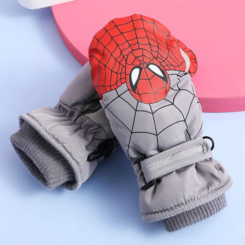قفازات الرجل العنكبوت للأطفال شتاء دافئ مقاوم للماء مبطن بالقطيفة للأولاد والبنات قفازات التزلج في الهواء الطلق وركوب الدراجات والطقس البارد #3